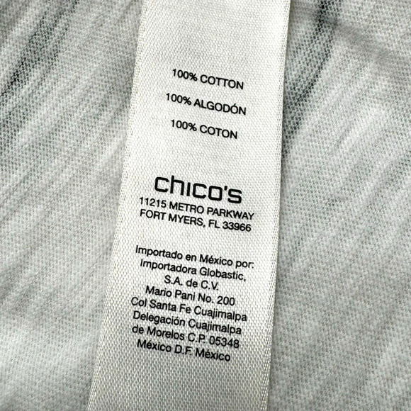 CHICO's Women's XL size 3 Weekends Striped 3/4 sleeve shirt top soft cotton EUC - Picture 4 of 5